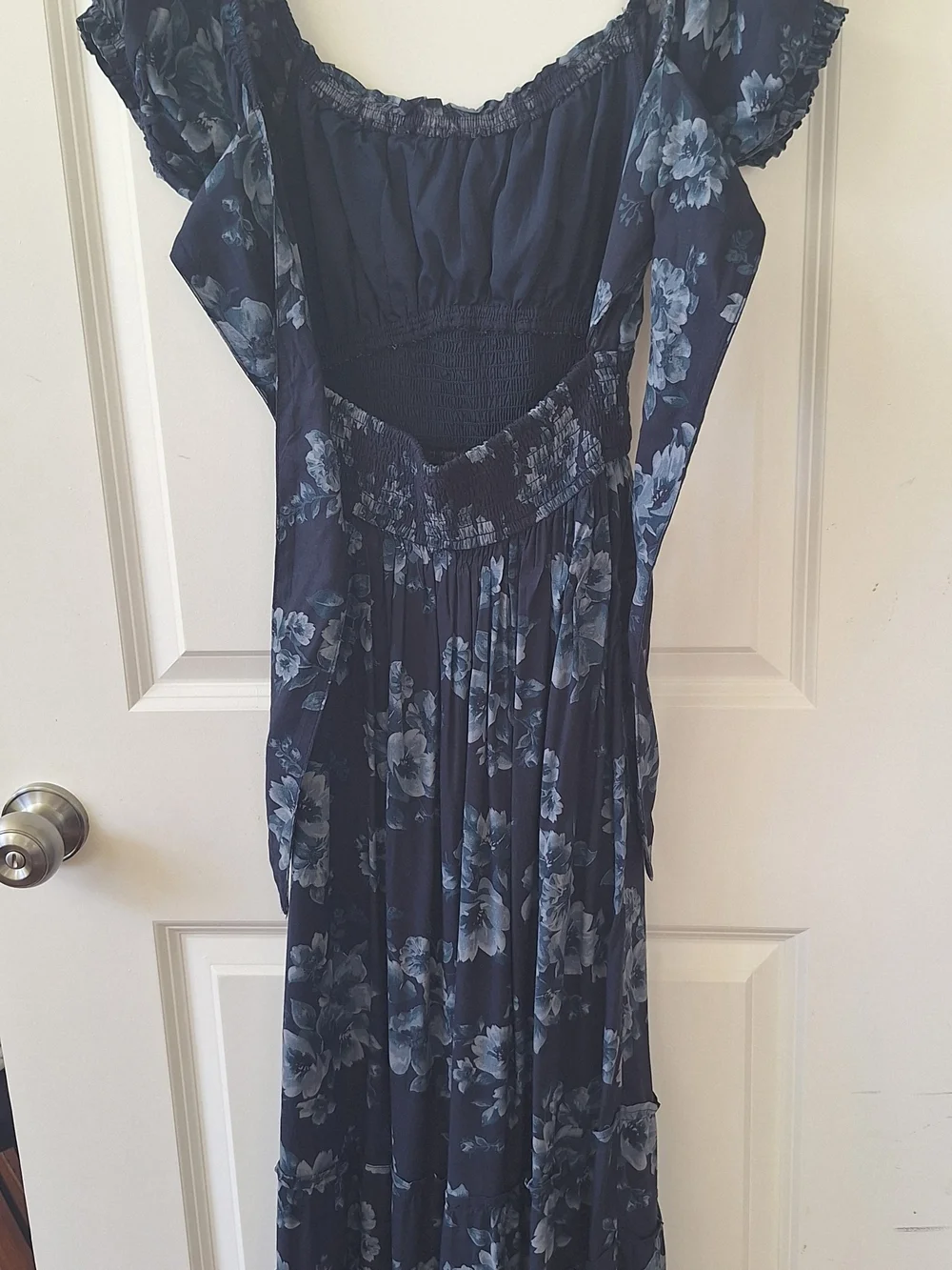 Boho Navy Blue Floral Maxi Dress